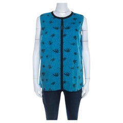 Marni Blue and Black Printed Cotton Sleeveless Top M