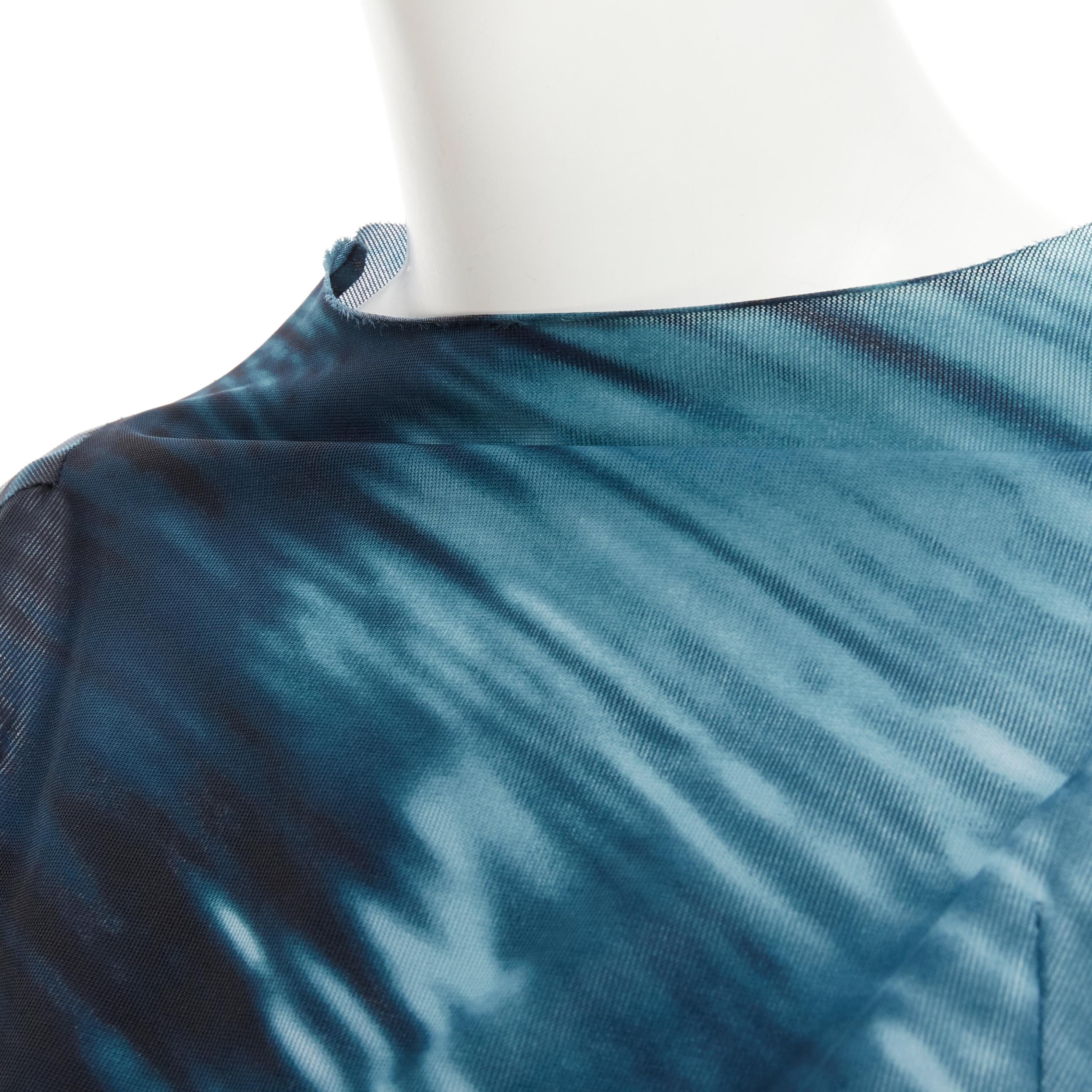 MARNI blue black photo print round sleeve cocoon boxy dress IT38 XS 2