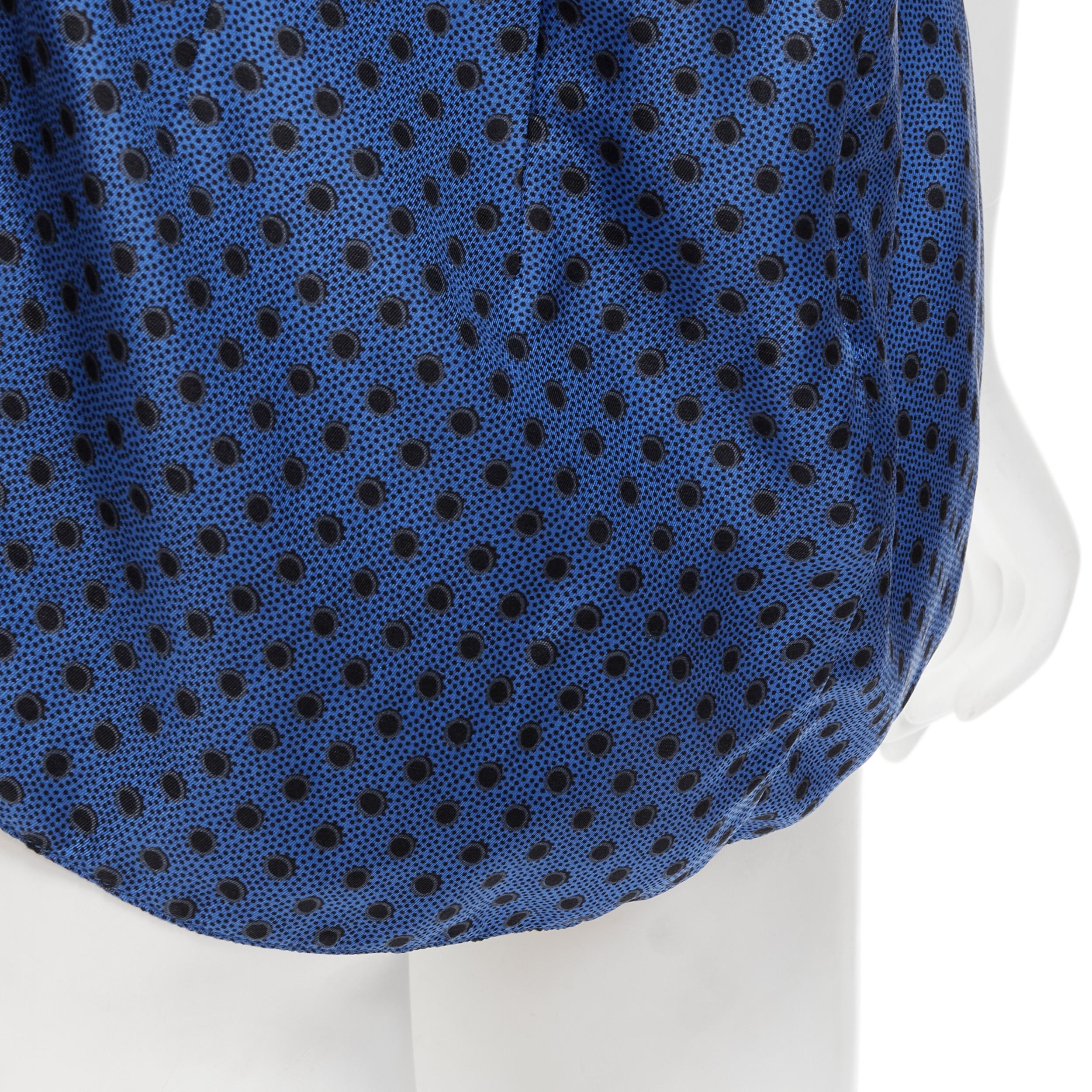MARNI blue black polka dot silk bubble sleeve peplum blouse top IT42 M For Sale 3