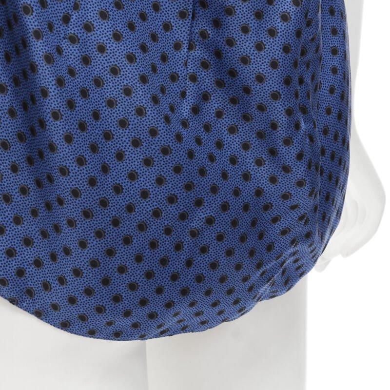 MARNI blue black polka dot silk bubble sleeve peplum blouse top IT42 M For Sale 5