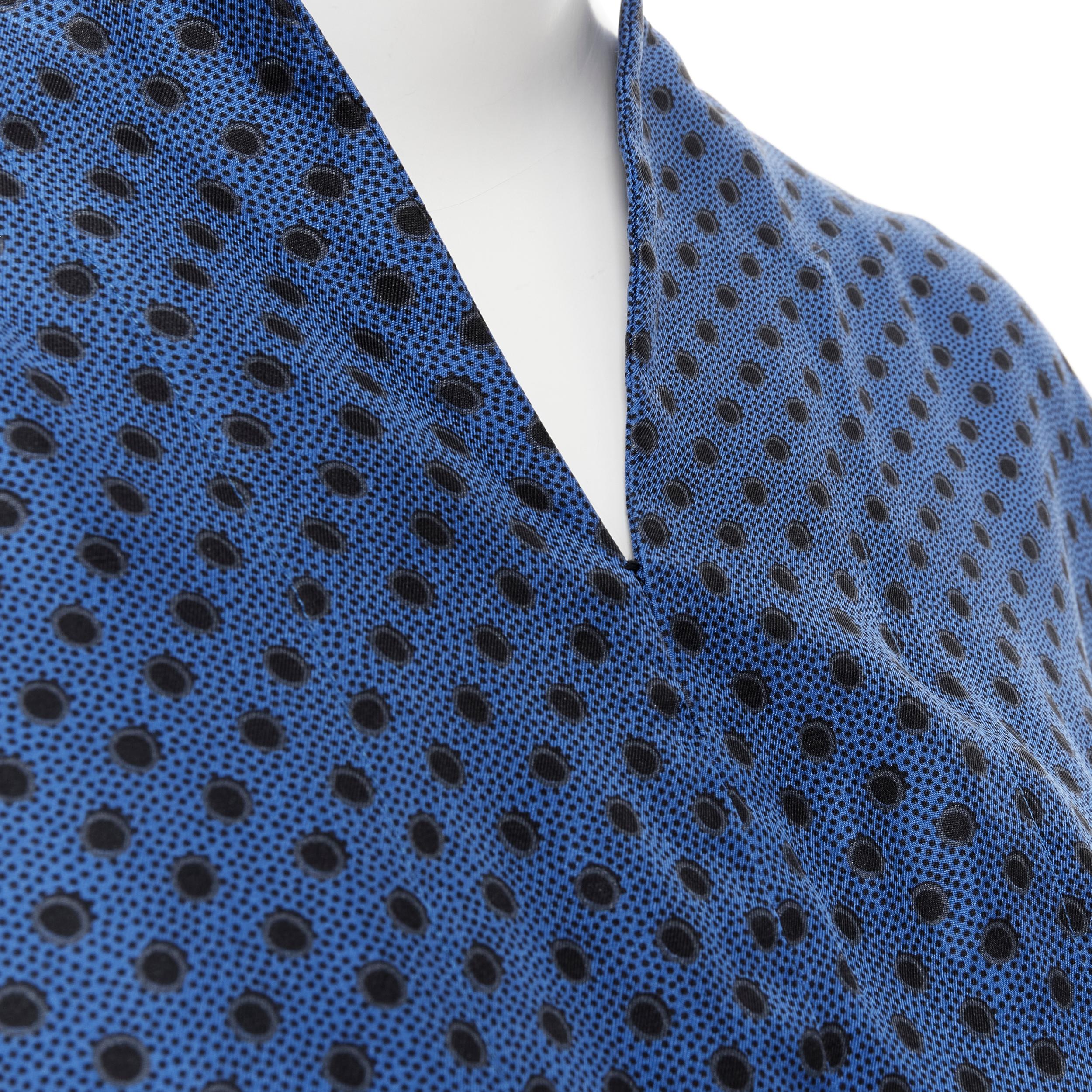 Women's MARNI blue black polka dot silk bubble sleeve peplum blouse top IT42 M For Sale