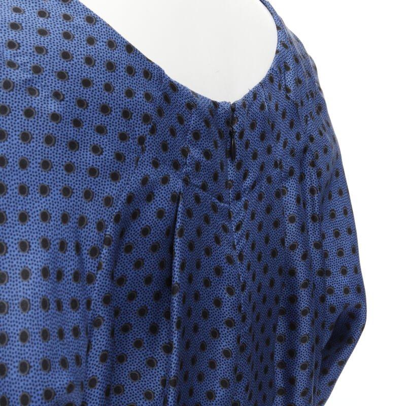 MARNI blue black polka dot silk bubble sleeve peplum blouse top IT42 M For Sale 3