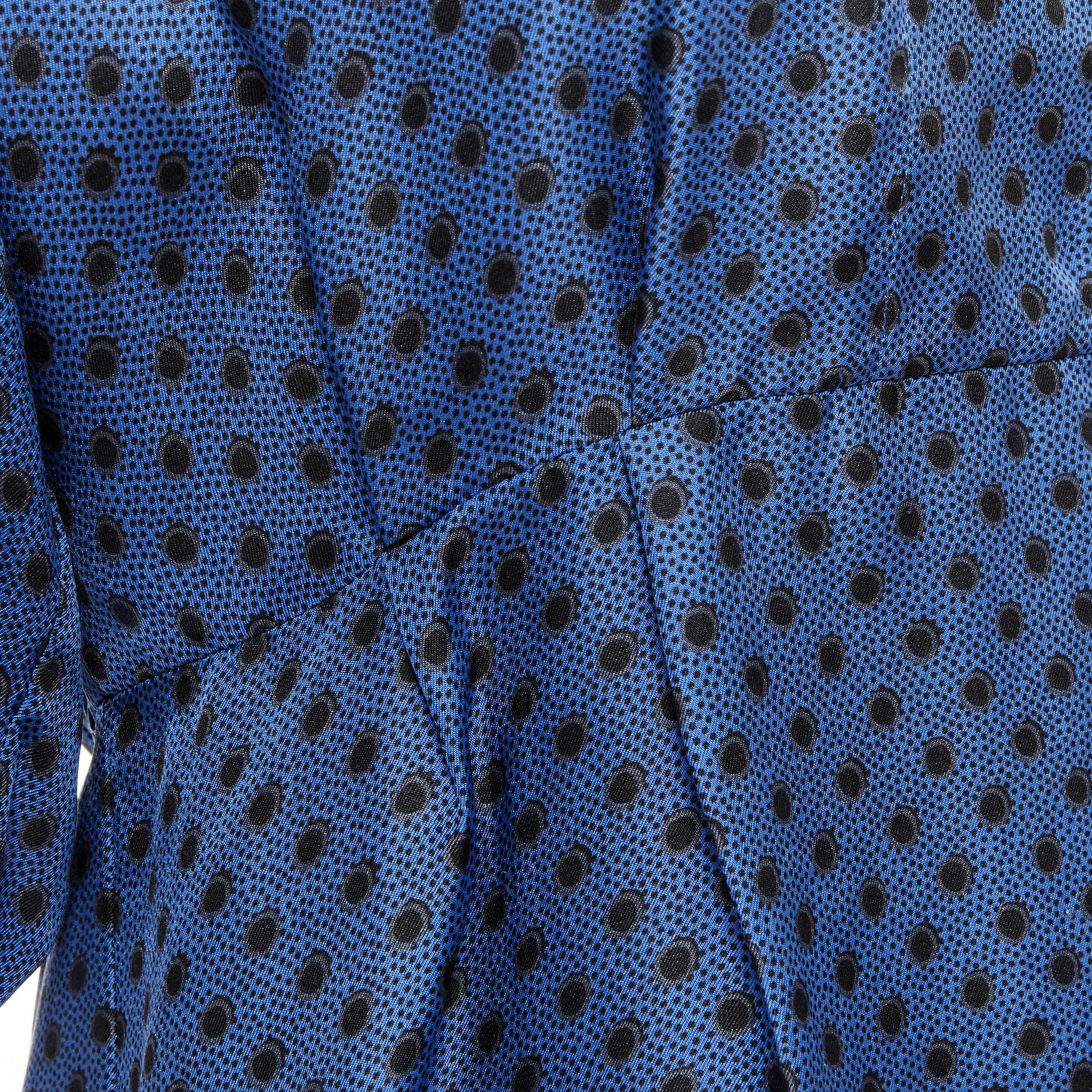MARNI blue black polka dot silk bubble sleeve peplum blouse top IT42 M For Sale 2