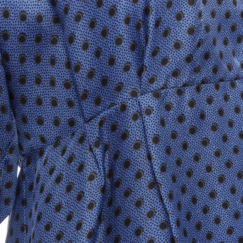 MARNI blue black polka dot silk bubble sleeve peplum blouse top IT42 M For Sale 4