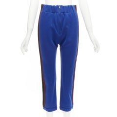 MARNI blue cotton blend brown black tape tapered joggers IT38 XS