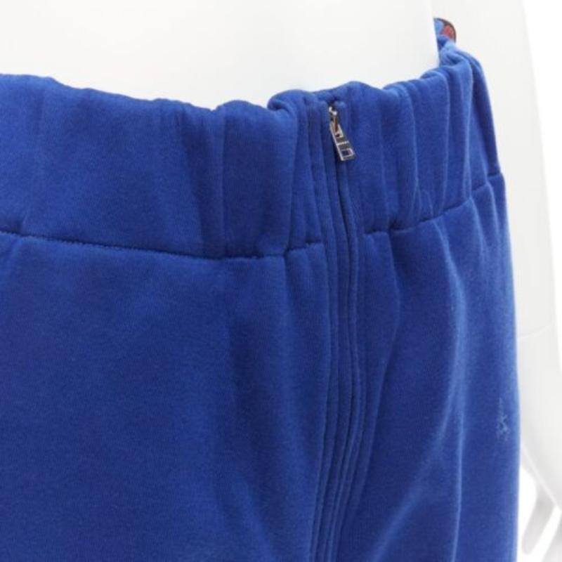 Blue MARNI blue cotton blend brown black tape tapered joggers IT38 XS For Sale