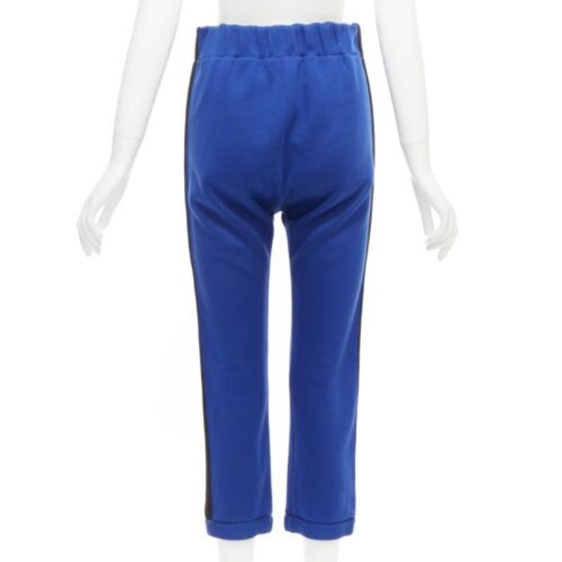Women's MARNI blue cotton blend brown black tape tapered joggers IT38 XS For Sale