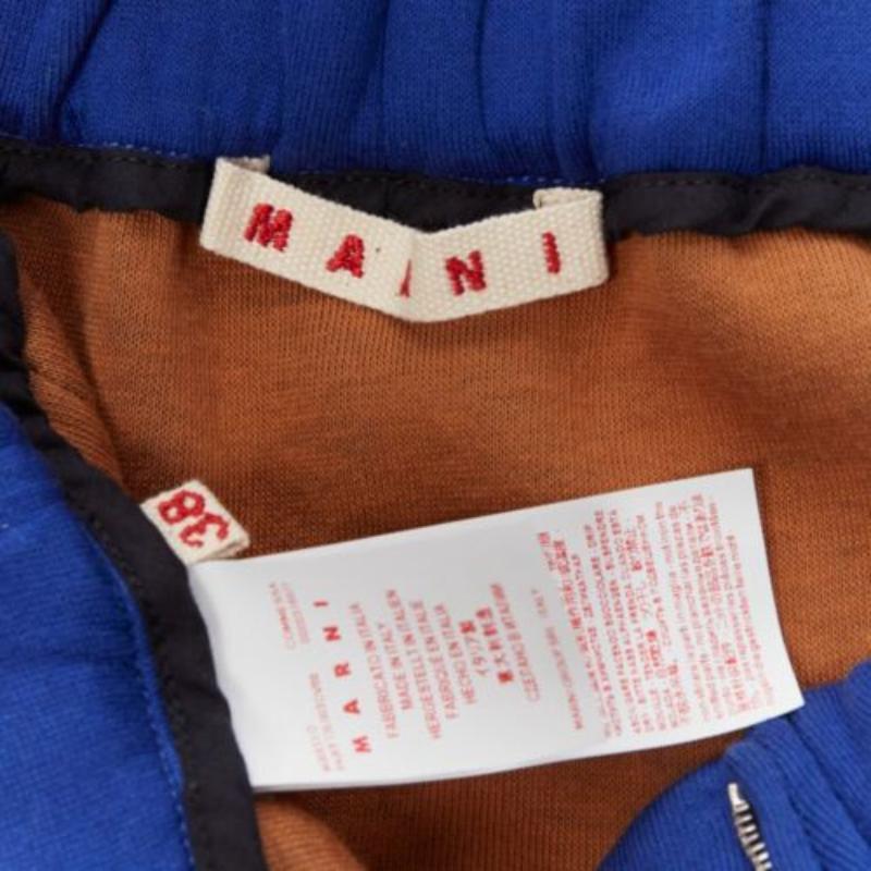 MARNI blue cotton blend brown black tape tapered joggers IT38 XS For Sale 3