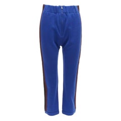 Marni, joggers affusolati in misto cotone blu e nastro nero IT38 XS