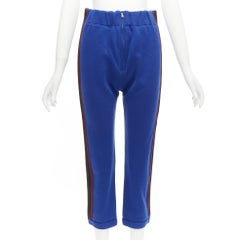 MARNI blue cotton blend brown black tape tapered joggers IT38 XS