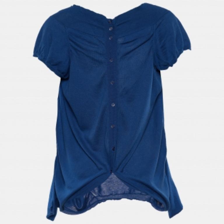 Questo top di Marni è la scelta migliore per un uso casual. Realizzato in maglia di cotone blu, questo top presenta un'abbottonatura sulla schiena e maniche corte. Abbinalo a un paio di jeans per andare a fare commissioni o per uscire in modo