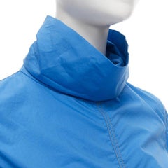 MARNI blue cotton overstitch funnel neck long sleeve curved hem shirt IT38 XS