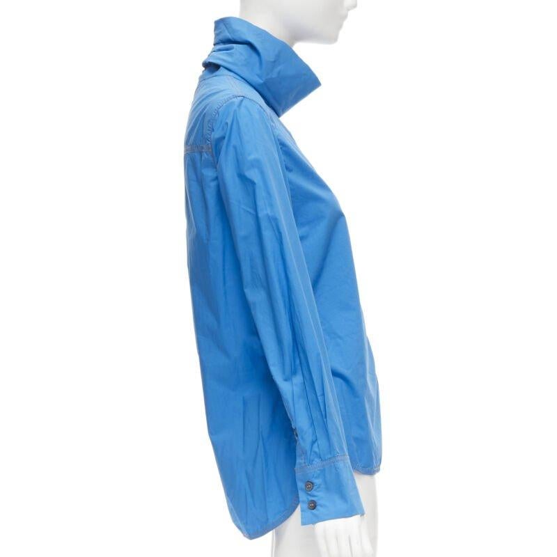 MARNI Blaues Baumwollhemd mit Nadelstreifen und geschwungenem Saum IT38 XS Damen im Angebot