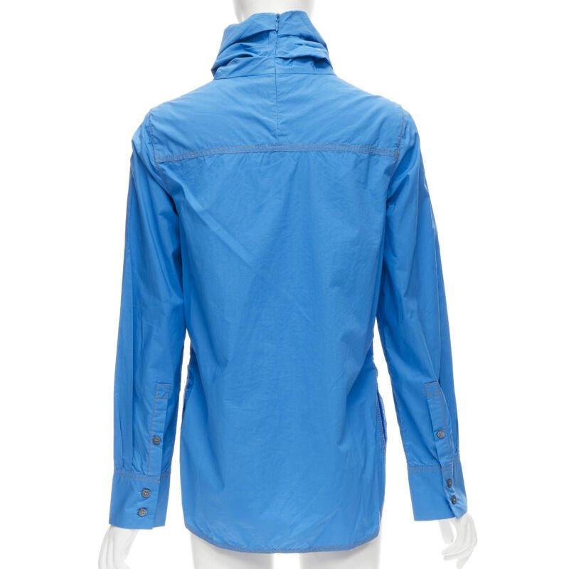 MARNI Blaues Baumwollhemd mit Nadelstreifen und geschwungenem Saum IT38 XS im Angebot 1