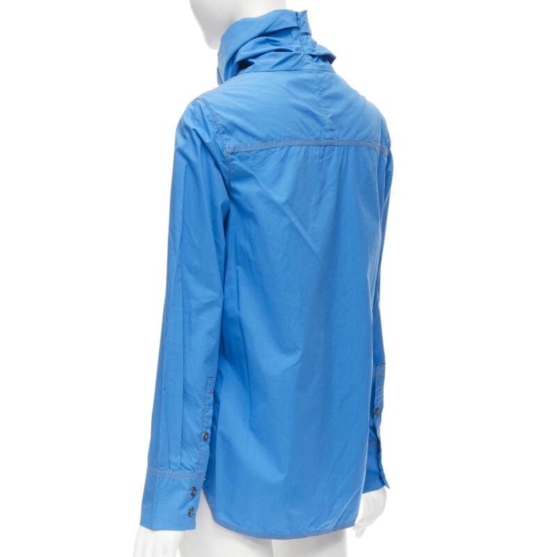 MARNI Blaues Baumwollhemd mit Nadelstreifen und geschwungenem Saum IT38 XS im Angebot 2