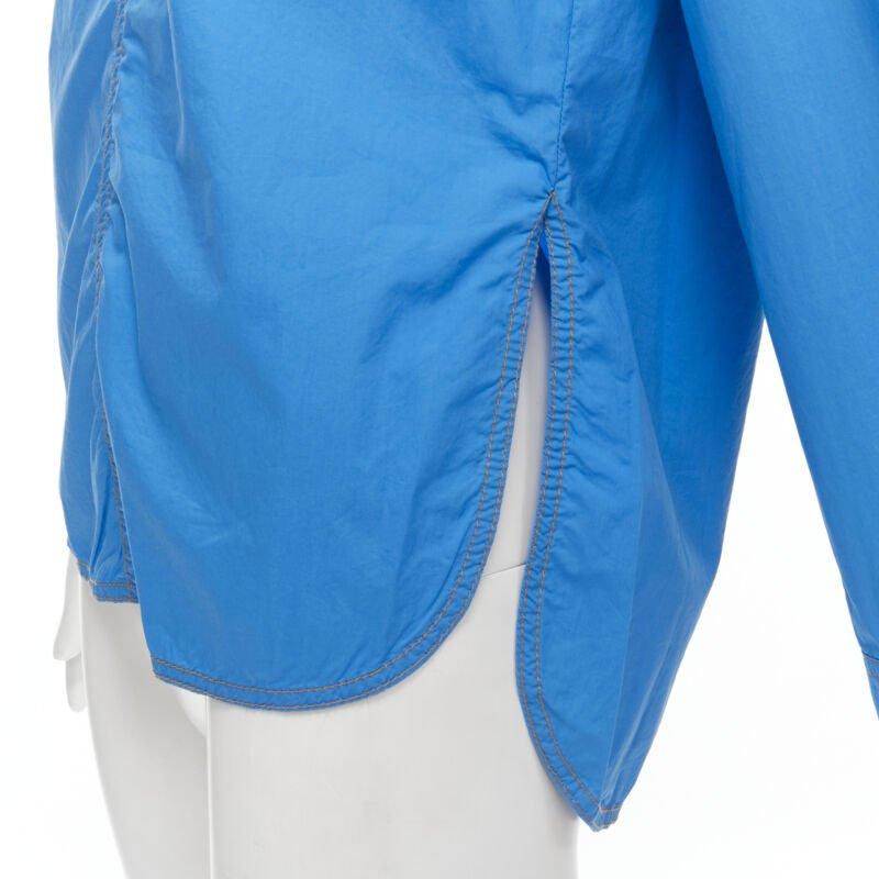MARNI Blaues Baumwollhemd mit Nadelstreifen und geschwungenem Saum IT38 XS im Angebot 3