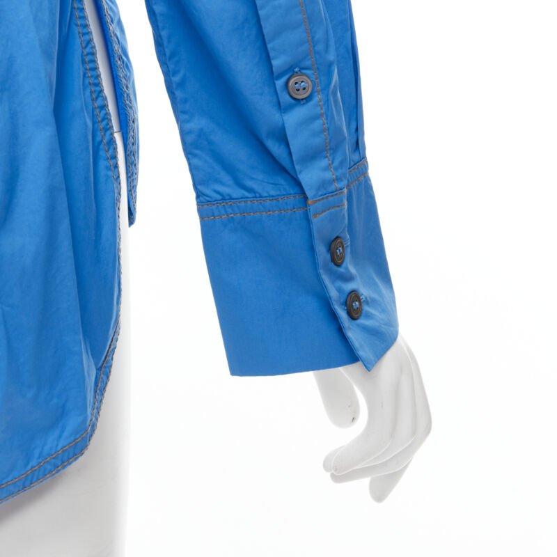 MARNI Blaues Baumwollhemd mit Nadelstreifen und geschwungenem Saum IT38 XS im Angebot 5