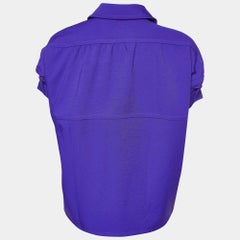 Marni Blue Crepe Puff Sleeve Shirt Blouse S