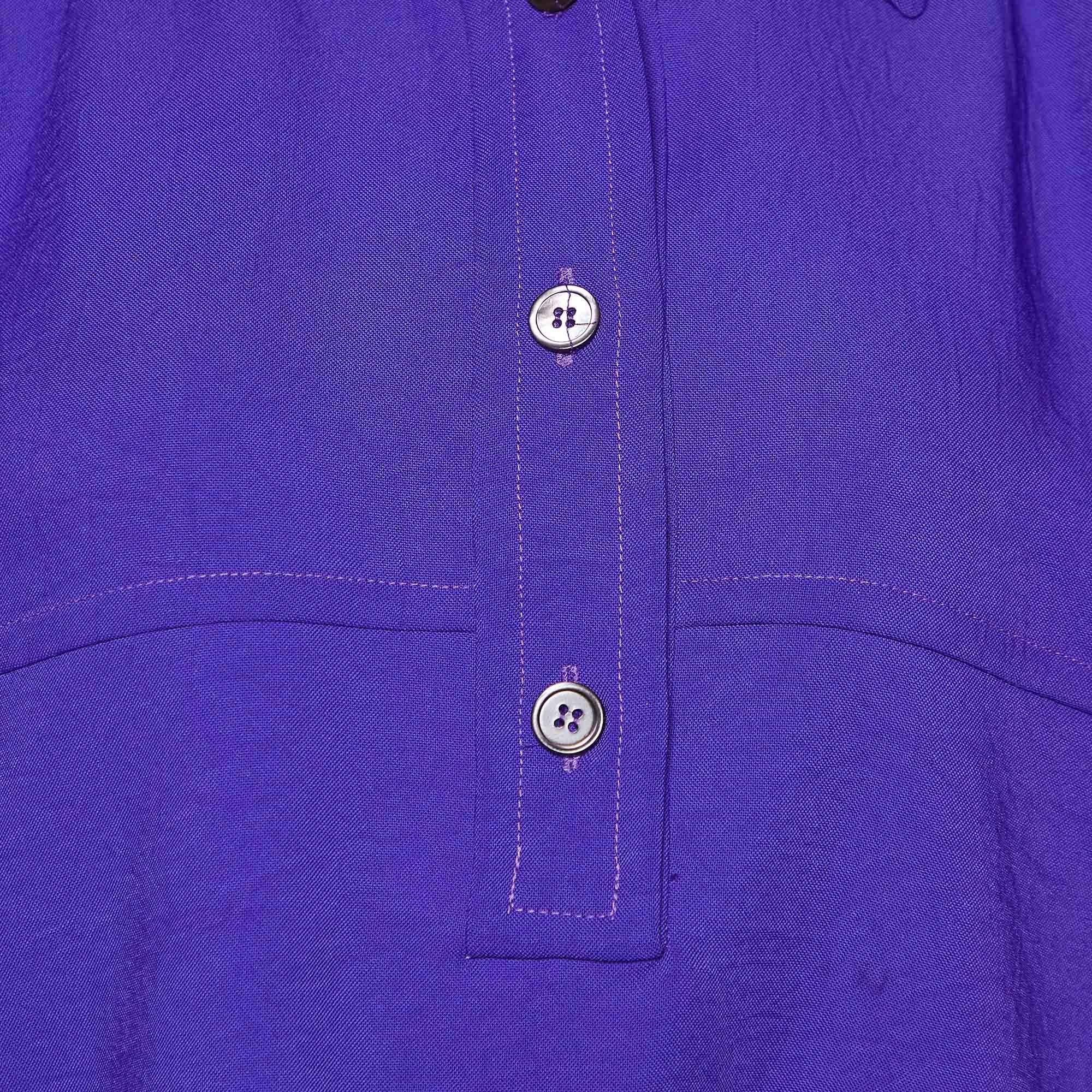 Marni Blue Crepe Puff Sleeve Shirt Blouse S In Excellent Condition For Sale In Dubai, Al Qouz 2