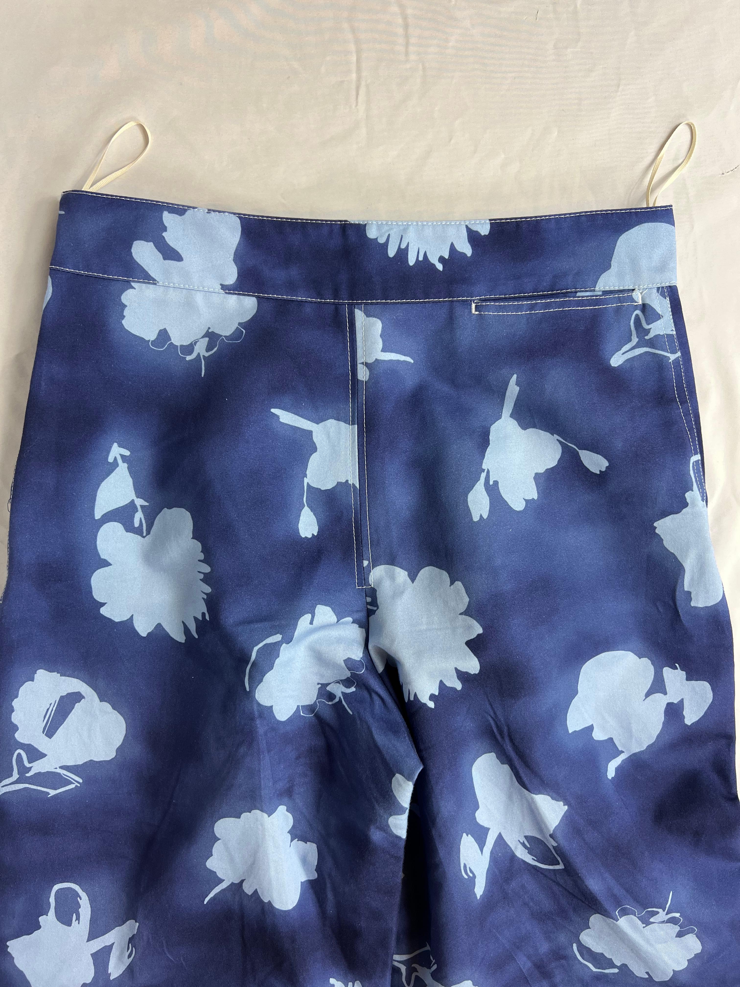 Marni Blaue Blume-Hose, Größe 42 Damen im Angebot