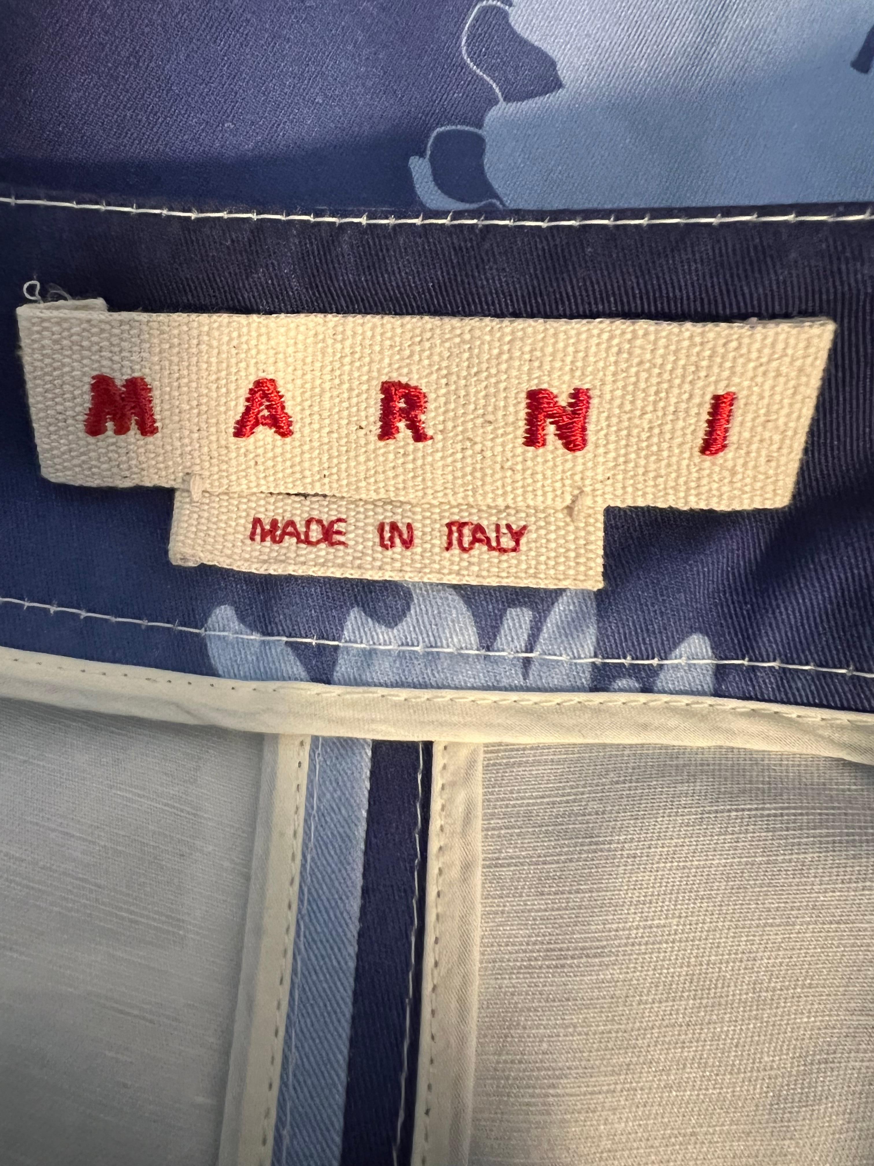 Marni Blue Flower Pants, Size 42 For Sale 2