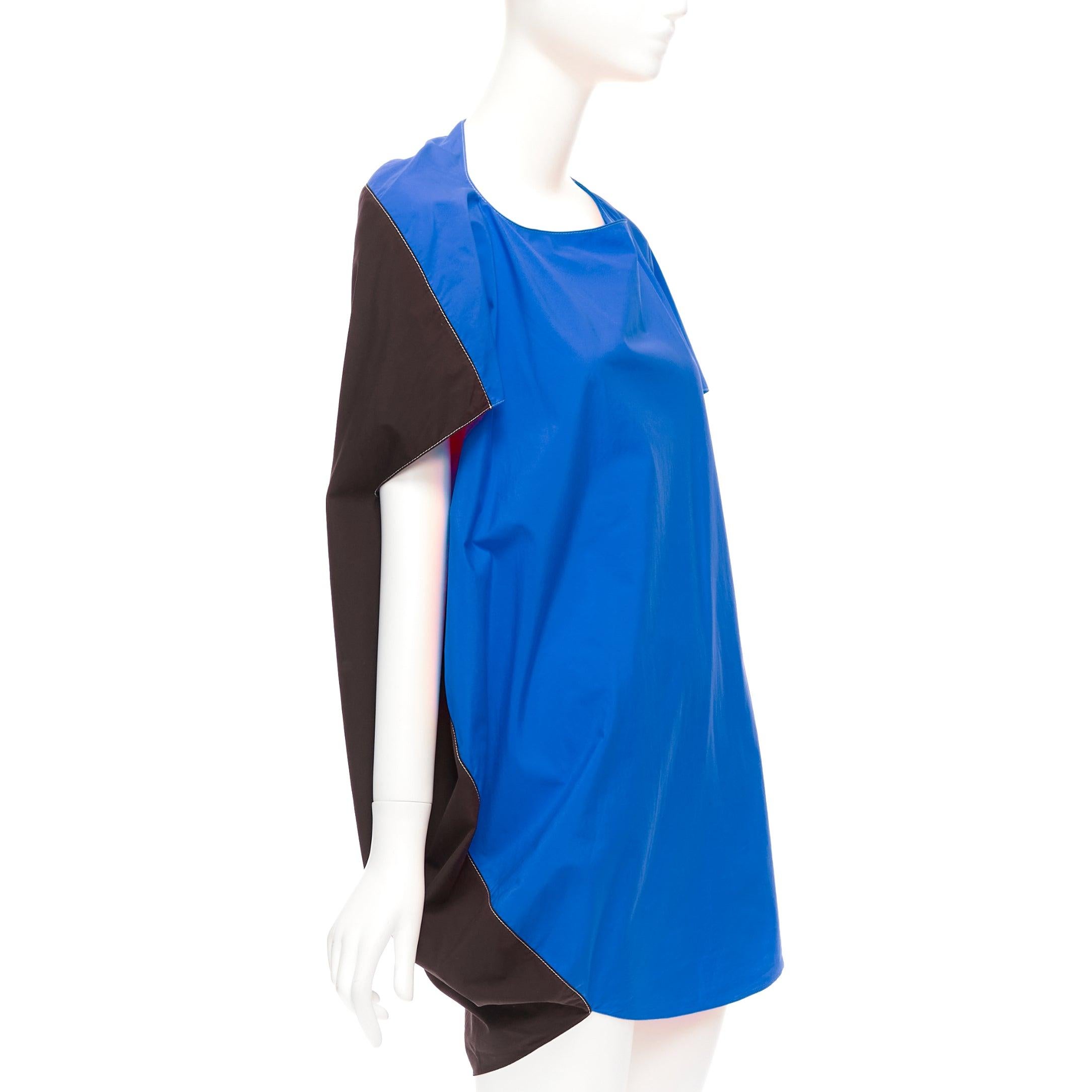 Blue MARNI blue front black back cocoo 3D cut mini dress IT36 XS For Sale