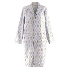 Marni Blue & Gold Embroidered Convertible Coat Dress - Size US 6