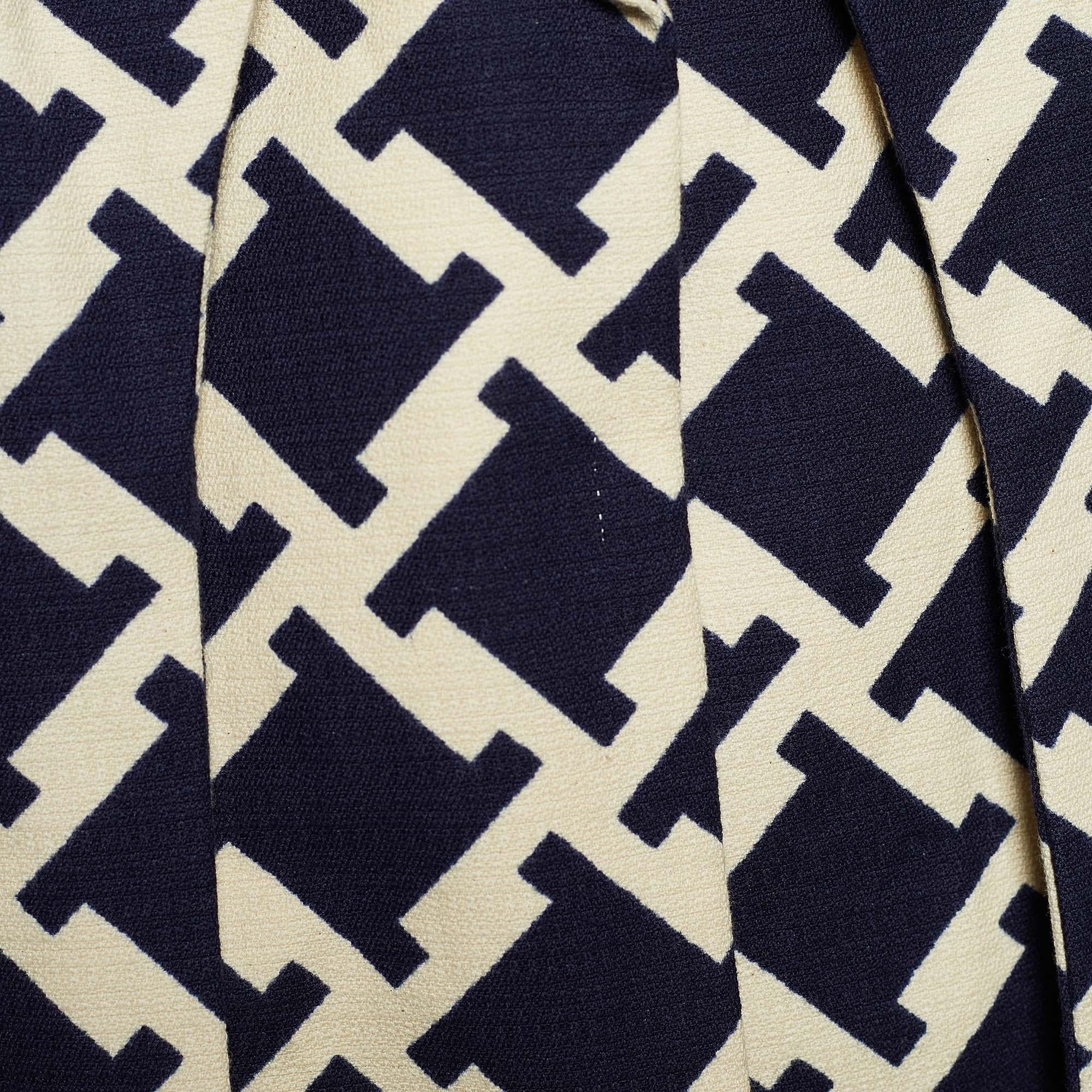 Beige Marni Blue Houndstooth Print Cotton Short Sleeve Coat M