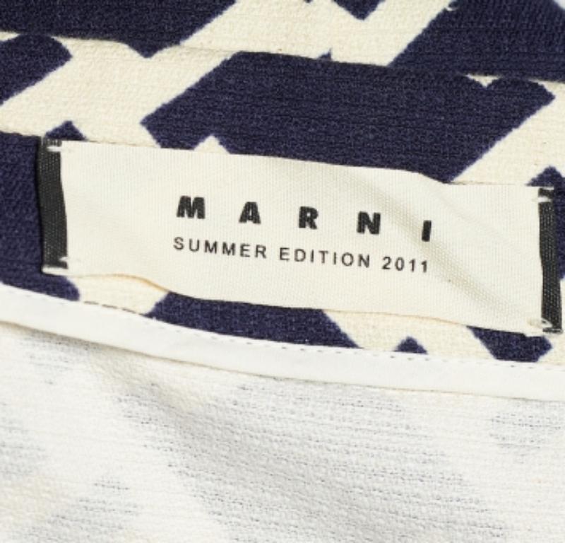 Gray Marni Blue Houndstooth Print Cotton Short Sleeve Coat M For Sale