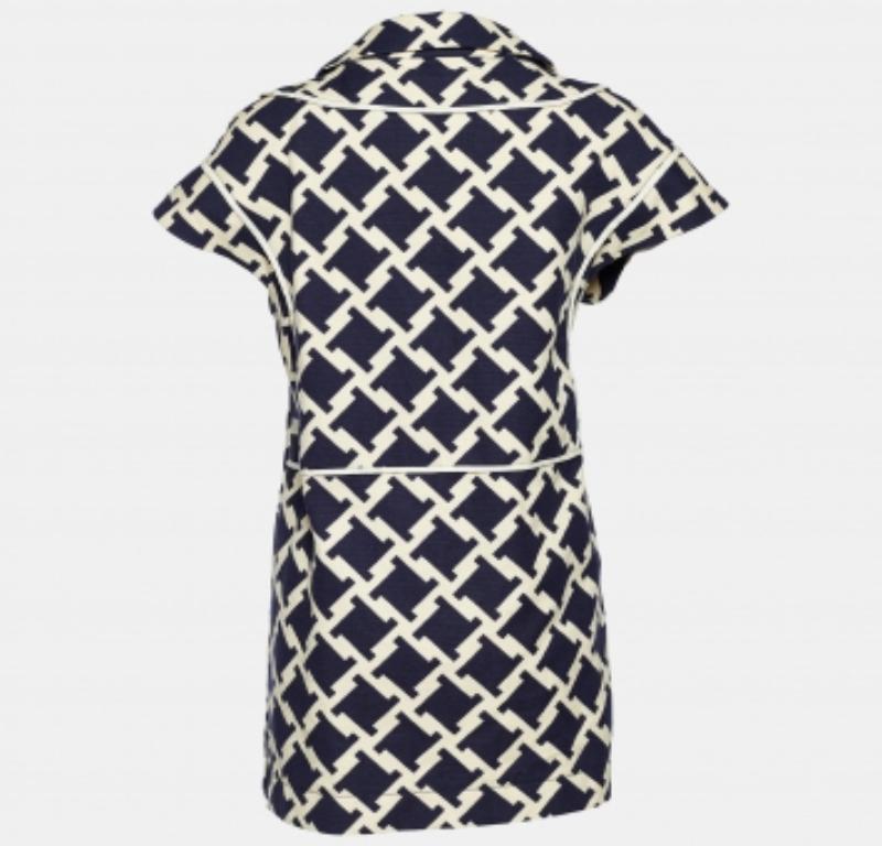 Women's Marni Blue Houndstooth Print Cotton Short Sleeve Coat M For Sale