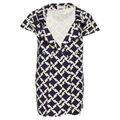 Marni Blue Houndstooth Print Cotton Short Sleeve Coat M