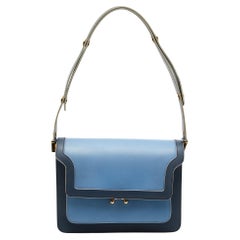 Marni Blue Leather Medium Flap Trunk Shoulder Bag