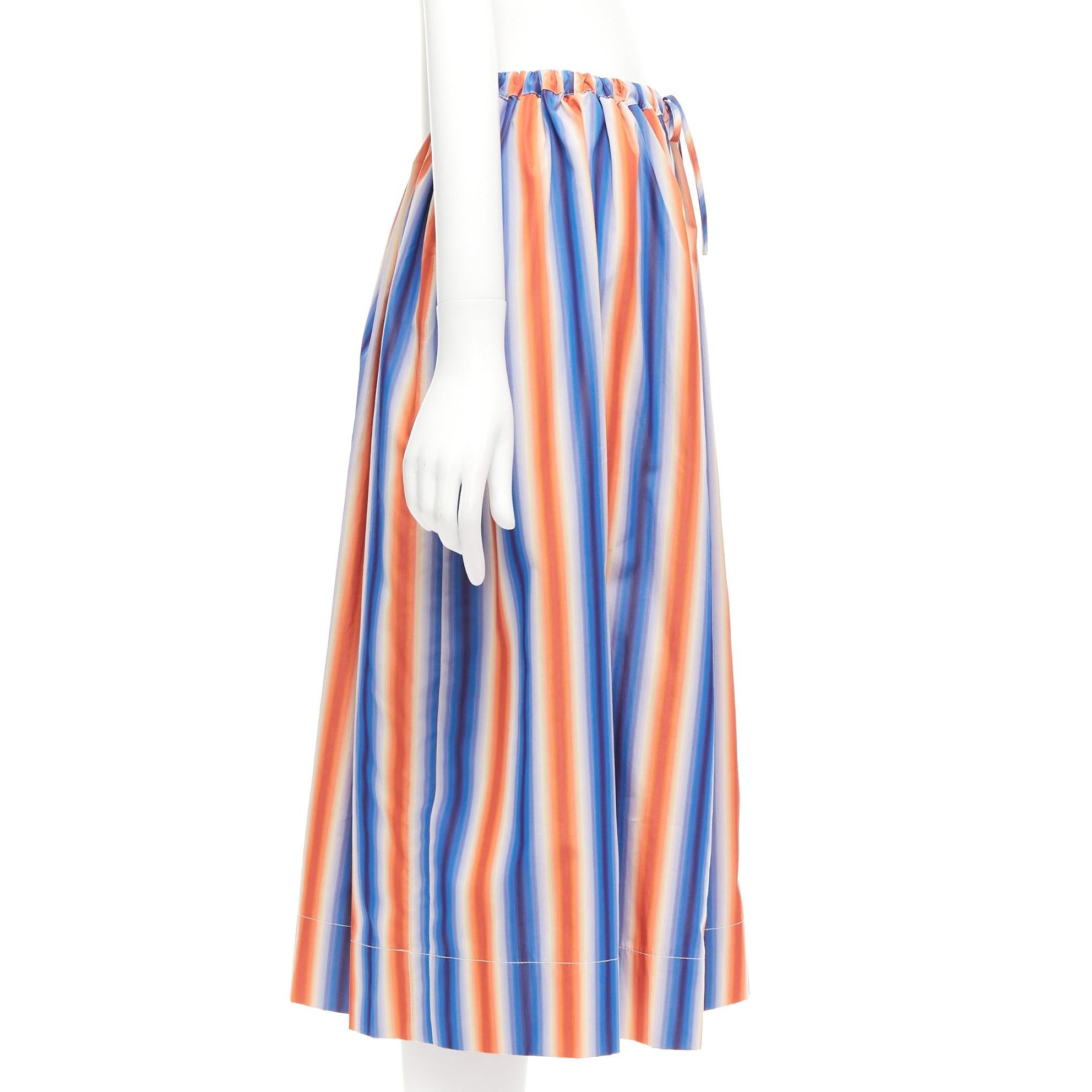 Beige MARNI blue orange striped cotton sunset palette midi parachute skirt IT38 XS