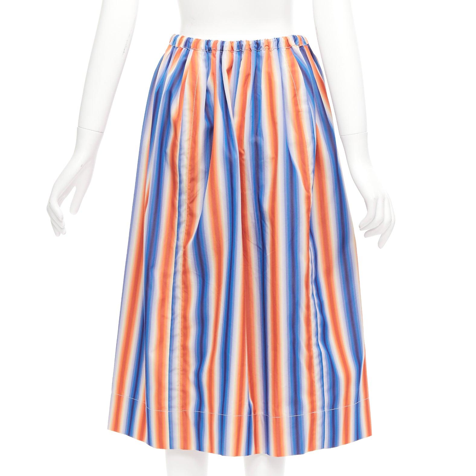 MARNI blue orange striped cotton sunset palette midi parachute skirt IT38 XS In Excellent Condition In Hong Kong, NT