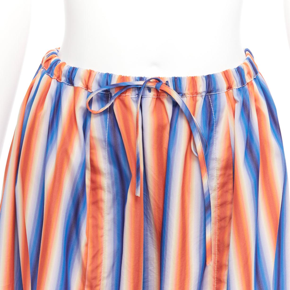 MARNI blue orange striped cotton sunset palette midi parachute skirt IT38 XS 1