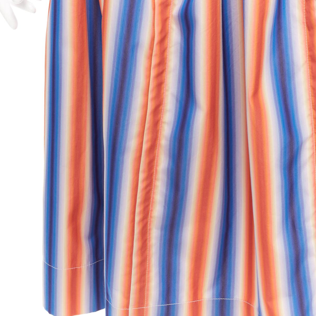 MARNI blue orange striped cotton sunset palette midi parachute skirt IT38 XS 2