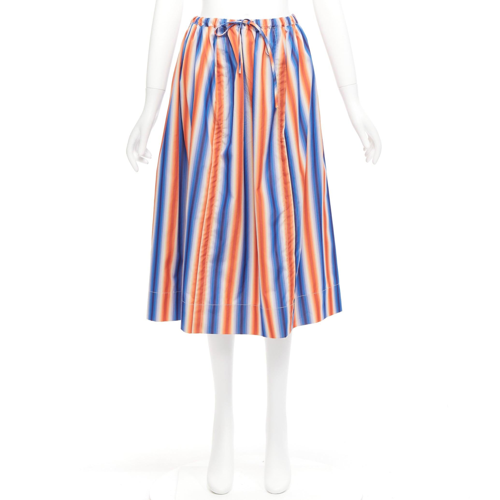 MARNI blue orange striped cotton sunset palette midi parachute skirt IT38 XS 3