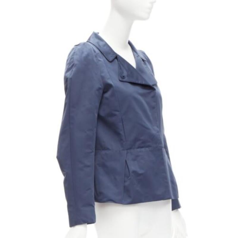 Blu MARNI giacca in raso blu con spalla a sbuffo e peplum minimal IT42 M. in vendita