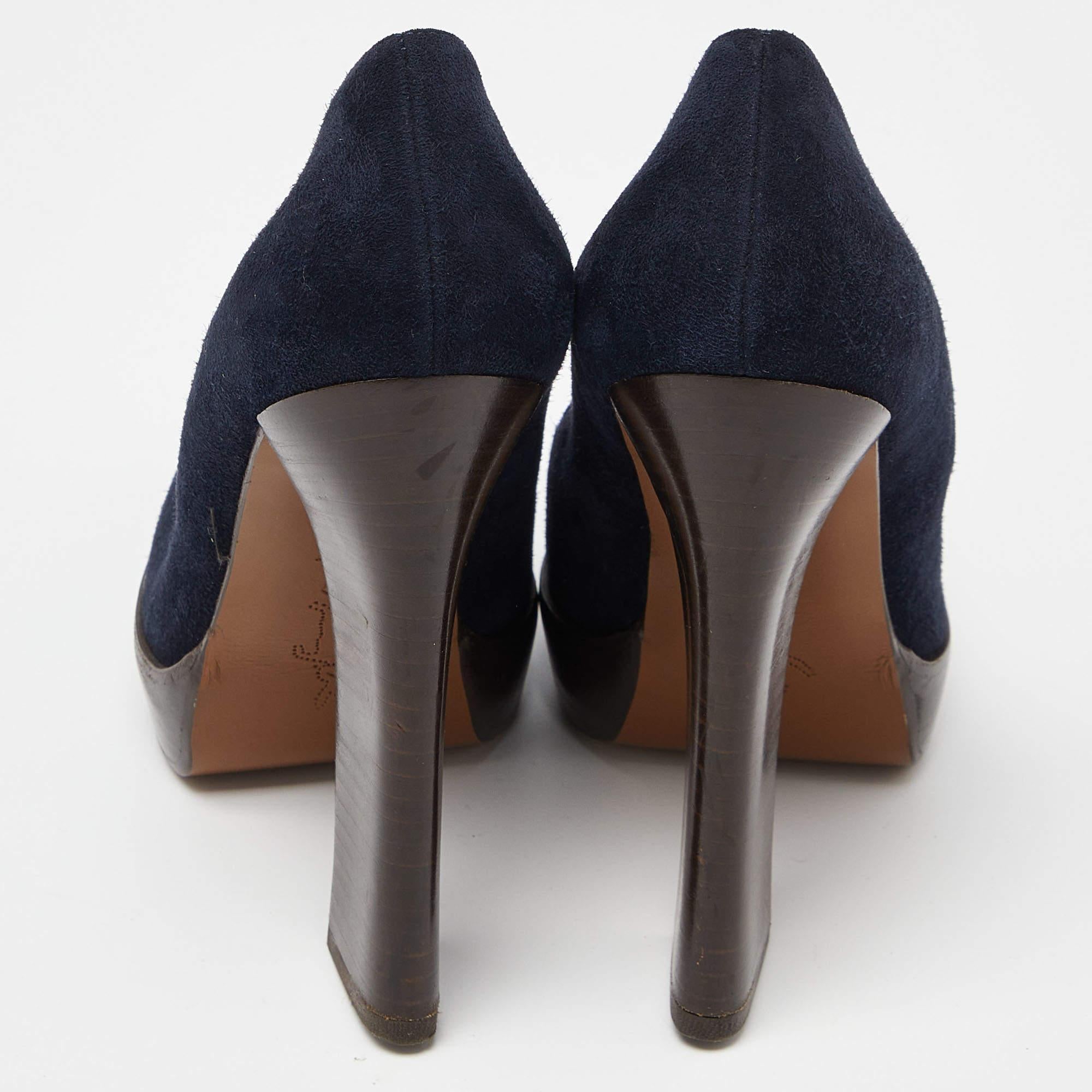 Marni - Escarpins en daim bleu à bout pointu et à plateforme - Taille 38 Pour femmes en vente
