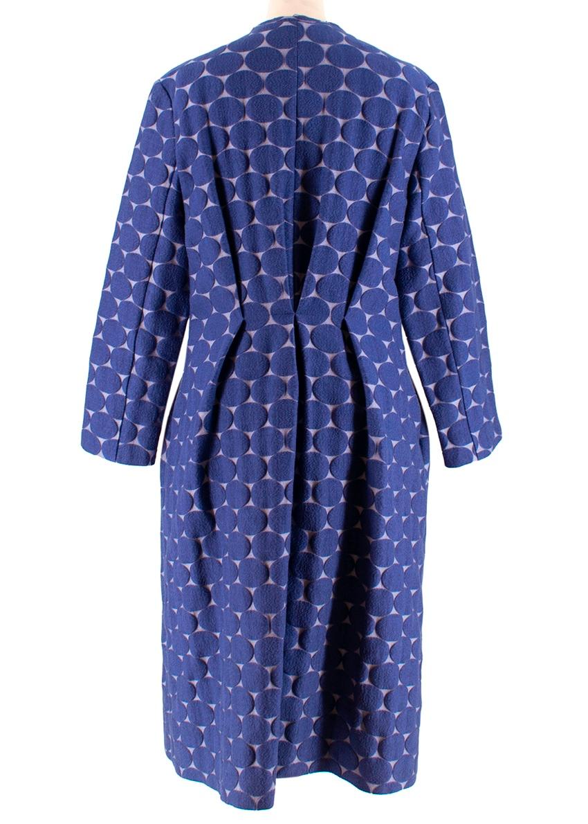 Marni Blue Textured Circle Embroidered Coat - Size US 8 In New Condition For Sale In London, GB