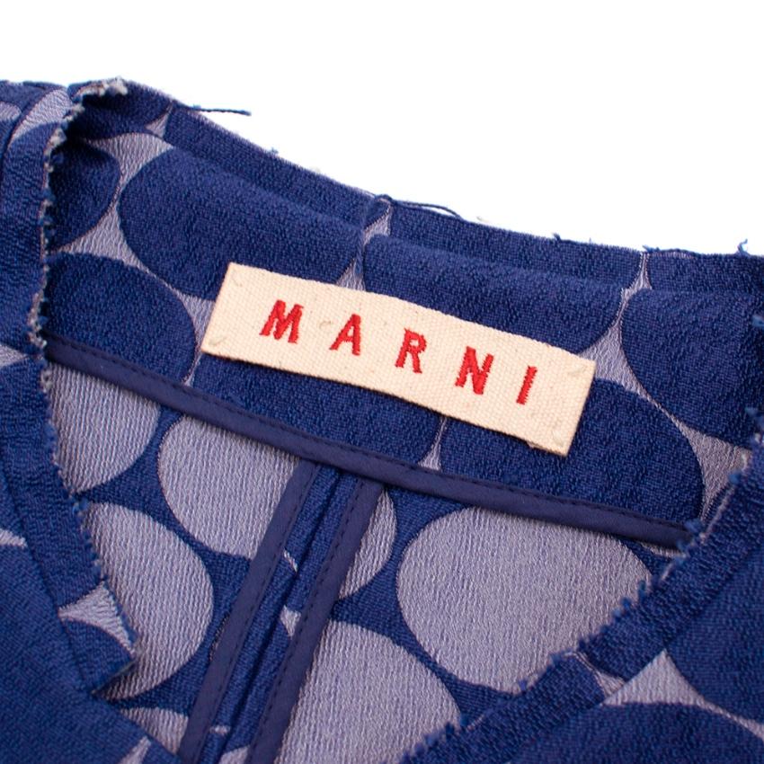 Women's Marni Blue Textured Circle Embroidered Coat - Size US 8
