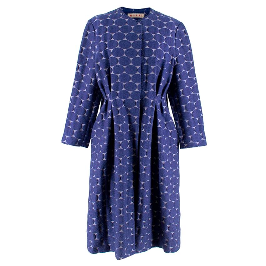 Marni Blue Textured Circle Embroidered Coat - Size US 8