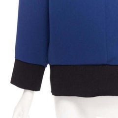 MARNI blue V neck contrast ribbing long sleeve boxy cocoon top IT36 XS