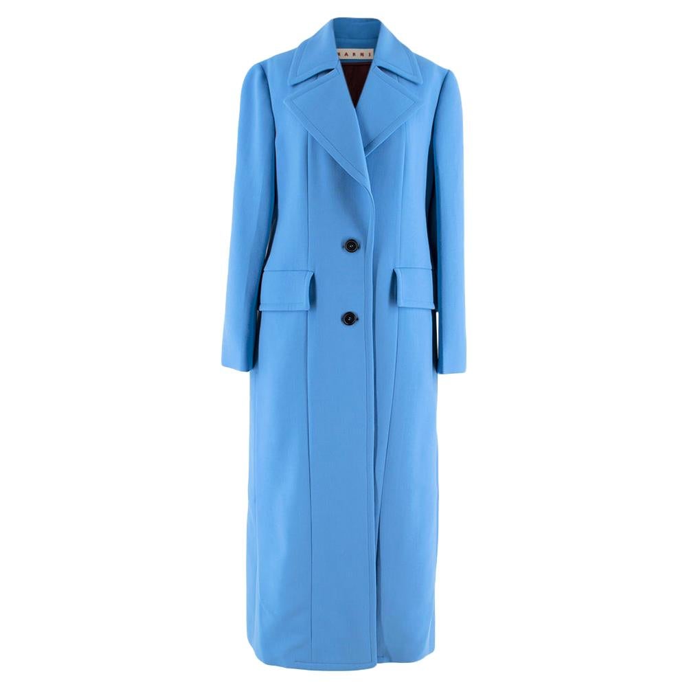 Marni Blue Virgin Wool Long Coat 40 S