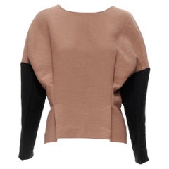 MARNI blush pink 3D seam black cuff pinched waist pullover top IT38 XS