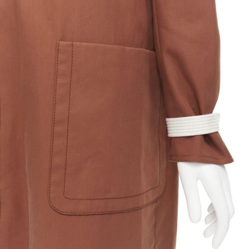 MARNI - Manteau à capuche en coton rouge brique avec fermeture éclair sur le devant - IT40 S en vente 5