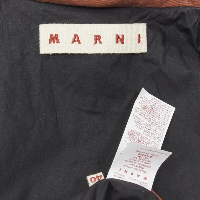 MARNI - Manteau à capuche en coton rouge brique avec fermeture éclair sur le devant - IT40 S en vente 6