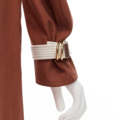 MARNI brick red cotton strapped cuff zip front hooded overcoat IT40 S