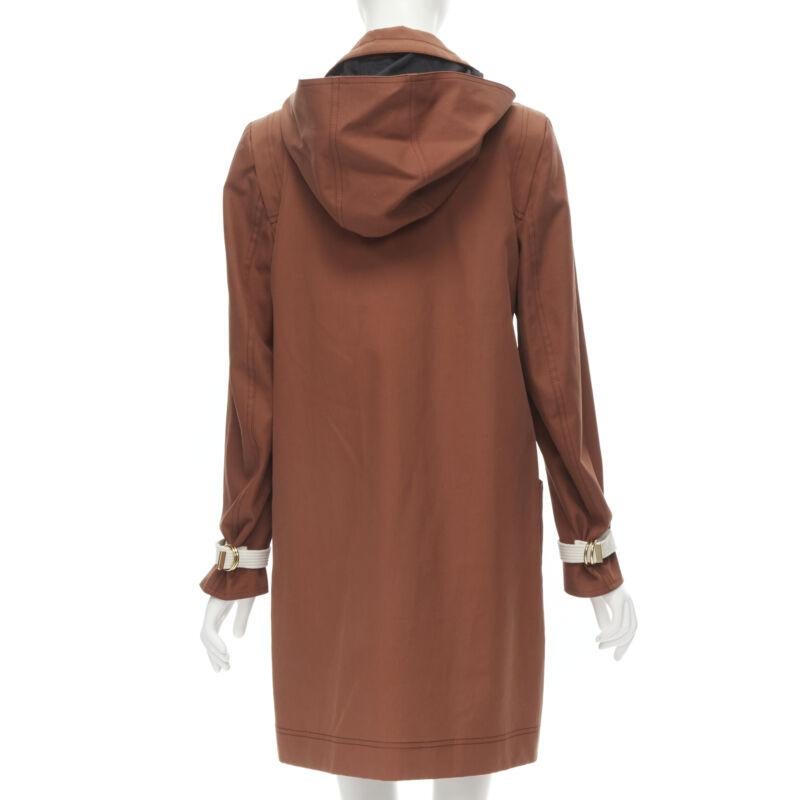 MARNI - Manteau à capuche en coton rouge brique avec fermeture éclair sur le devant - IT40 S Pour femmes en vente