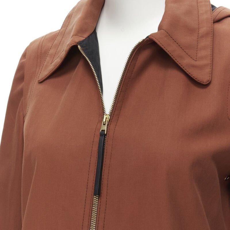 MARNI - Manteau à capuche en coton rouge brique avec fermeture éclair sur le devant - IT40 S en vente 2